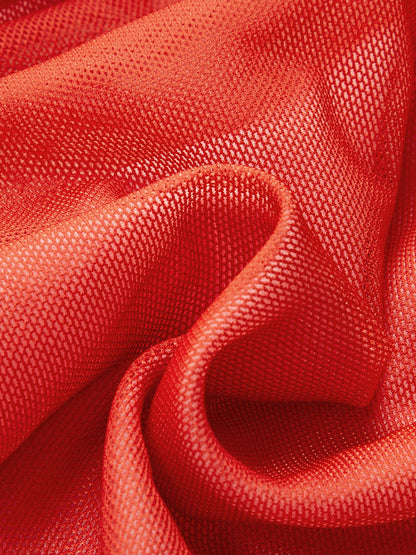 Renk Bloklu Degrade Askısız Büzgülü Fileli Bölünmüş Elbise