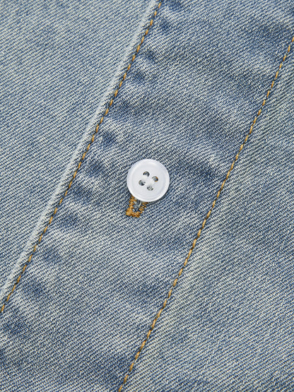 Asimetrik Yaka Kot Kısa Gömlek