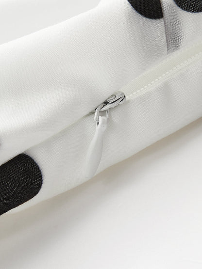 Puantiyeli Fiyonklu Askılı Fermuarlı Elbise