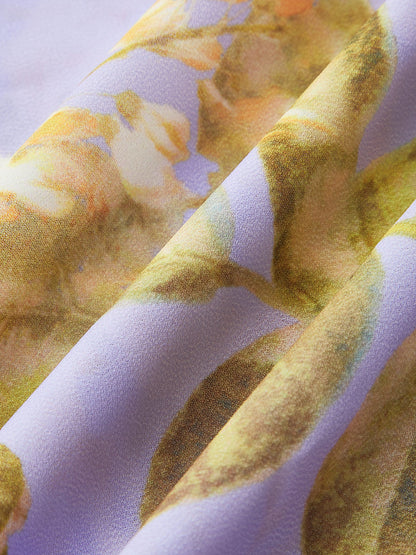 Çiçek Desenli Panel Bağlamalı File Örtü