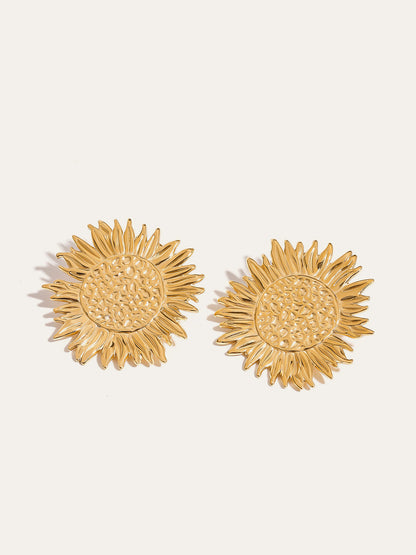 Altın Ayçiçeği Küpeleri