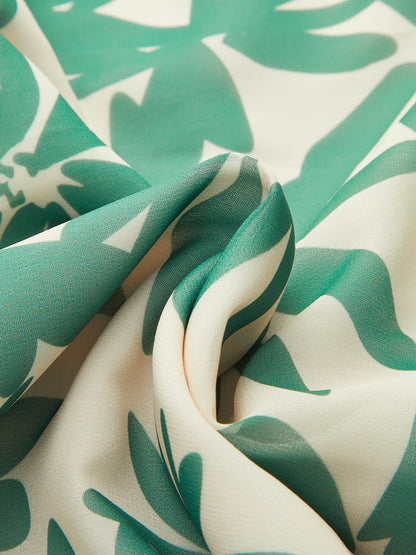 Fırfır Detaylı Çiçek Desenli Straplez Elbise