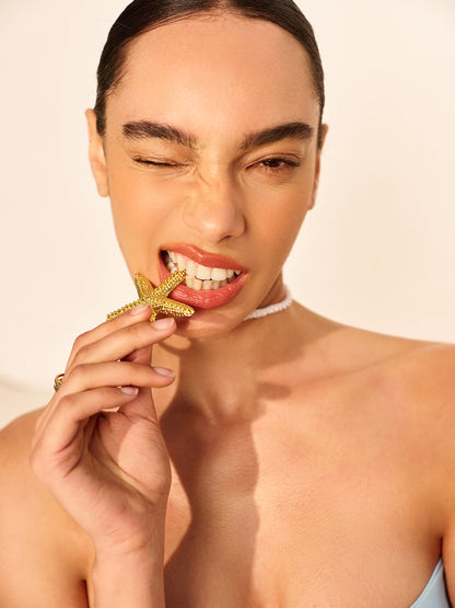 Altın Deniz Yıldızı Halat Kolye