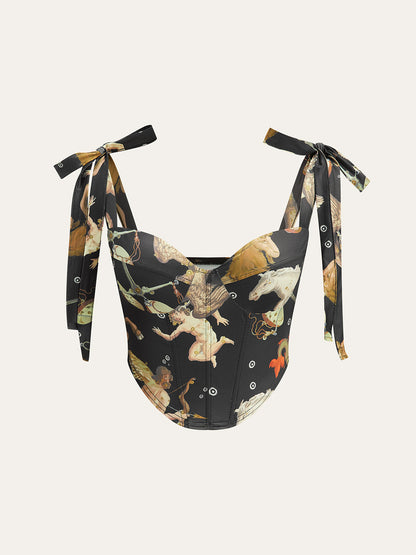 Sevgilim Boyun Fiyonklu Düğümlü Askılı Korse