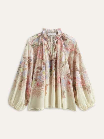 Çiçek Desenli Üç Parçalı Şort Takımı Kemerli