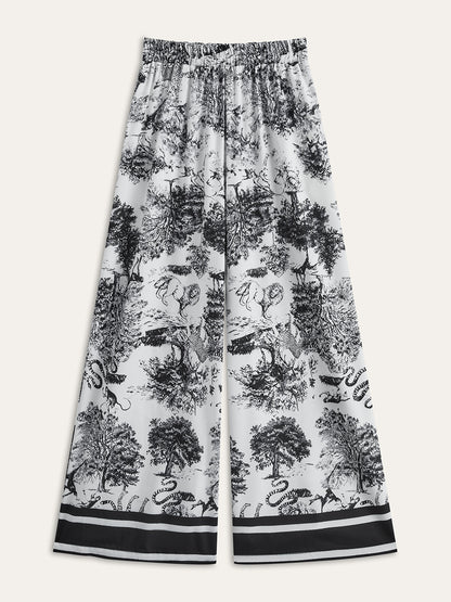 Çizgili Baskılı Pantolon Takımı