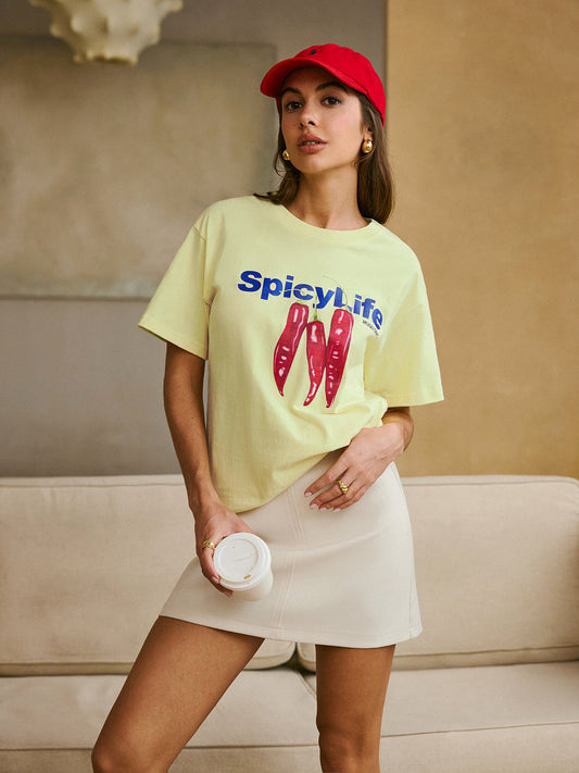 Pamuklu Baskılı Tişört