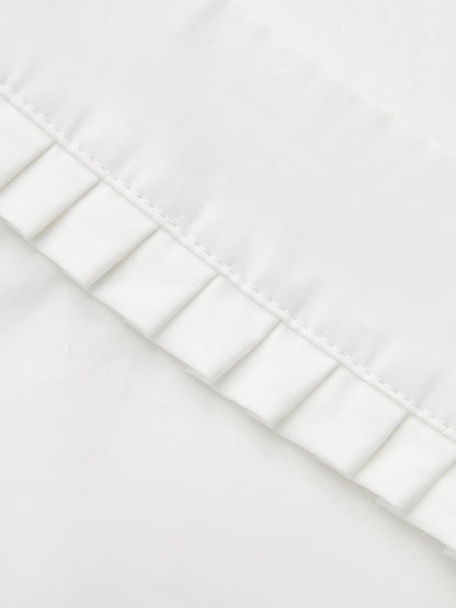 Pileli Kare Yaka Düğmeli Üst