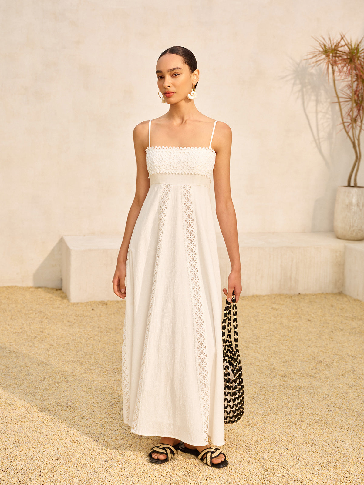 Dantel Kenarlı Pamuklu Atlet Elbise