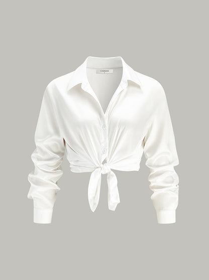 Uzun Kollu Açık Yaka Düğmeli Gömlek