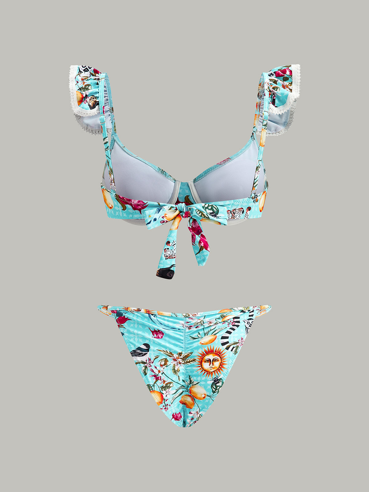 Çiçekli Desenli Bikini Takımı ve Üst Etek