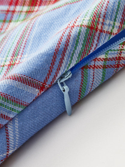 Ekose Fiyonklu Ön Askılı Elbise