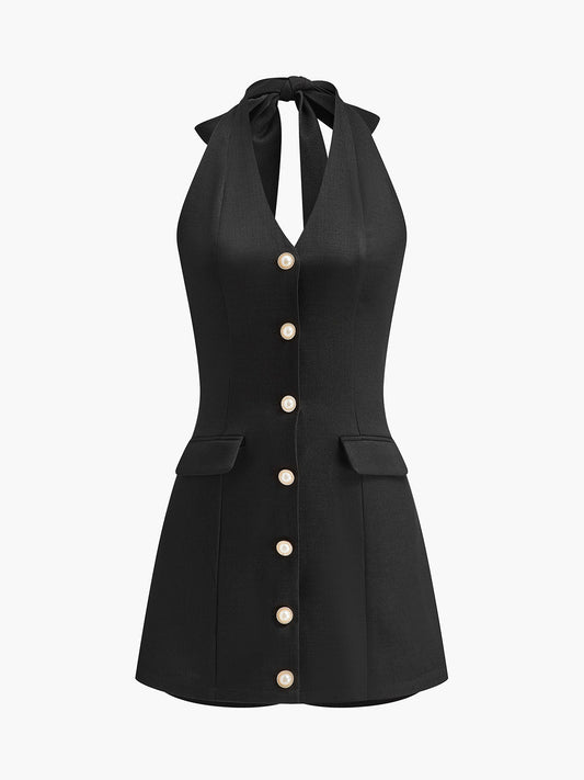 Önü Düğmeli Askılı Tulum