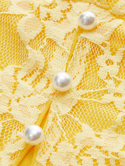 Halter Yaka Çiçekli Dantel Elbise