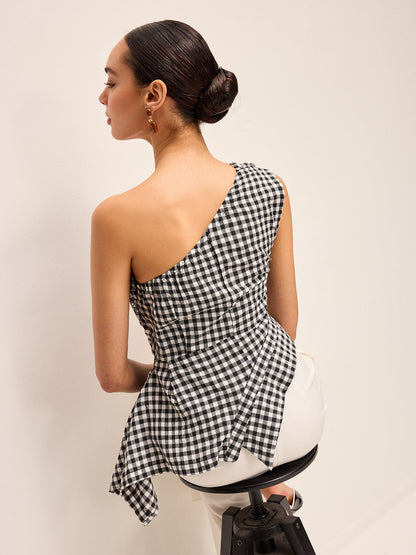 Asimetrik Kareli Tek Omuzlu Atlet