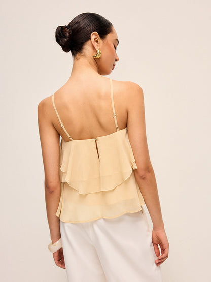 Çiçekli Volanlı Askılı Üst