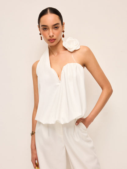 3D Çiçek Desenli Askılı Üst