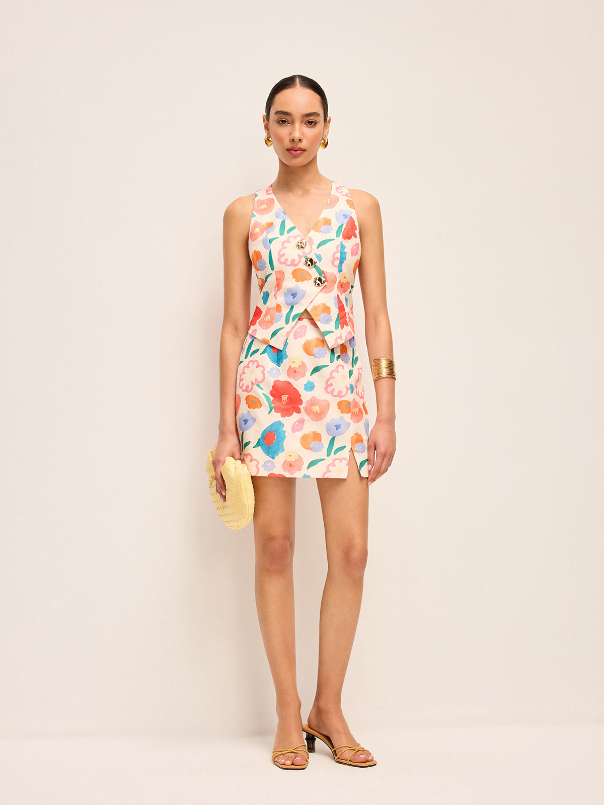 Çiçek Düğme Detaylı Etek Takımı