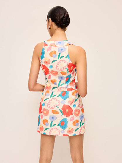 Çiçek Düğme Detaylı Etek Takımı