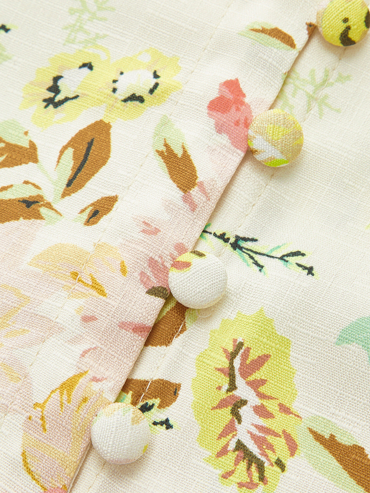 Çiçek Desenli Düğme Detaylı Kemerli Elbise