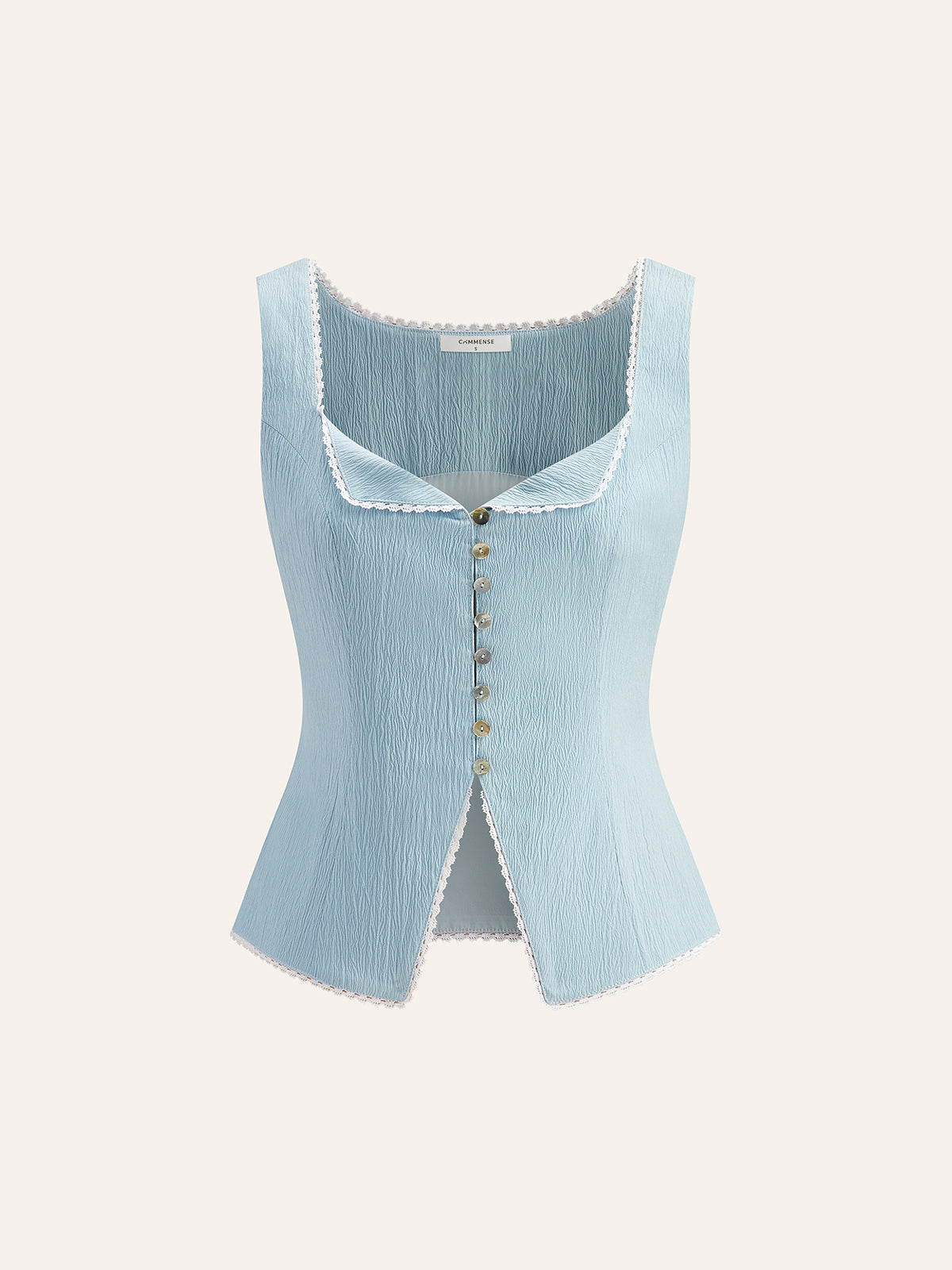 Önü Düğmeli Dantelli Üst