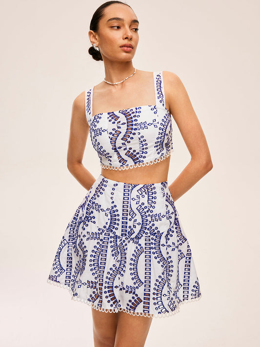 İşlemeli Dantel Etek Takımı