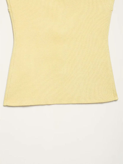 Kavisli Etekli Ribana Örgü Yelek