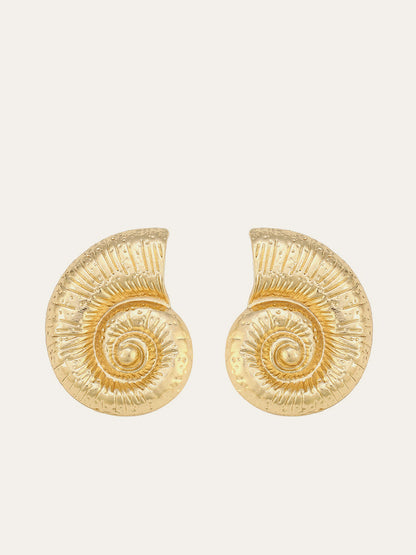 Altın Spiral Deniz Kabuğu Küpeler
