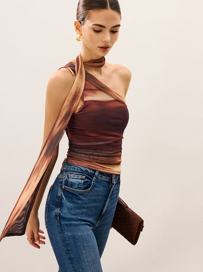 Dradient Eşarp Detaylı Üst