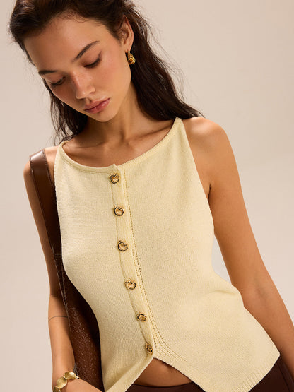 Örgü Düğmeli Ön Atlet