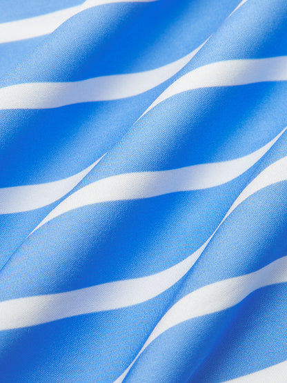 Kabarık Kollu Kemerli Çizgili Elbise