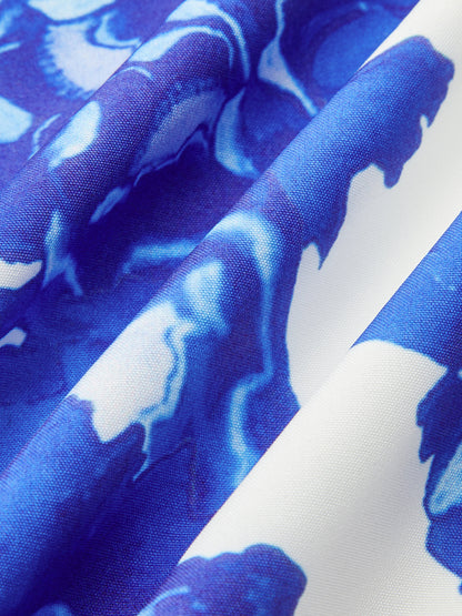 Straplez Çiçek Desenli Uzun Elbise