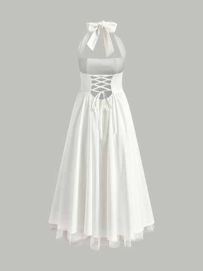 Askılı Sırtı Açık Fermuarlı Kolsuz Elbise