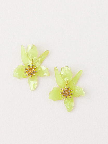 Yapay Elmas Detaylı Çiçek Şeklinde Küpeler