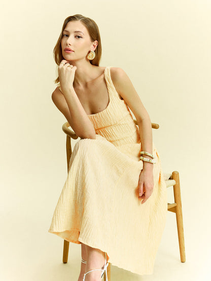 Dokulu Kolsuz Midi Elbise