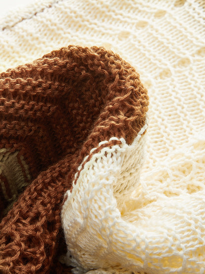 Yarı Şeffaf Kontrast Çizgili Tığ İşi Askılı Uzun Elbise