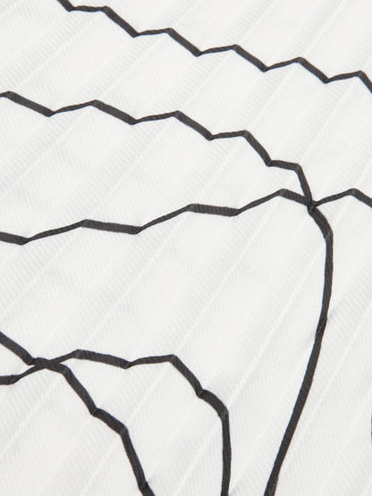 Pileli Soyut Baskılı Etek