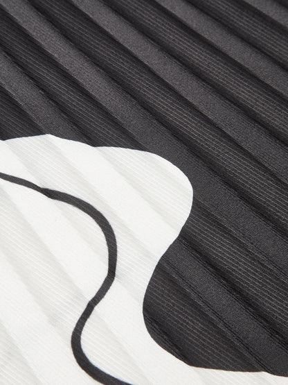 Pileli Soyut Baskılı Etek