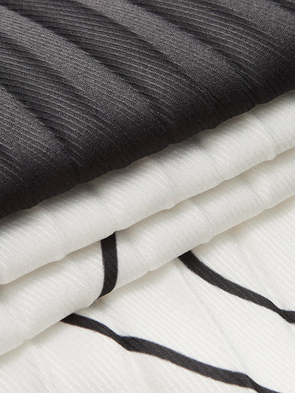 Pileli Soyut Baskılı Etek