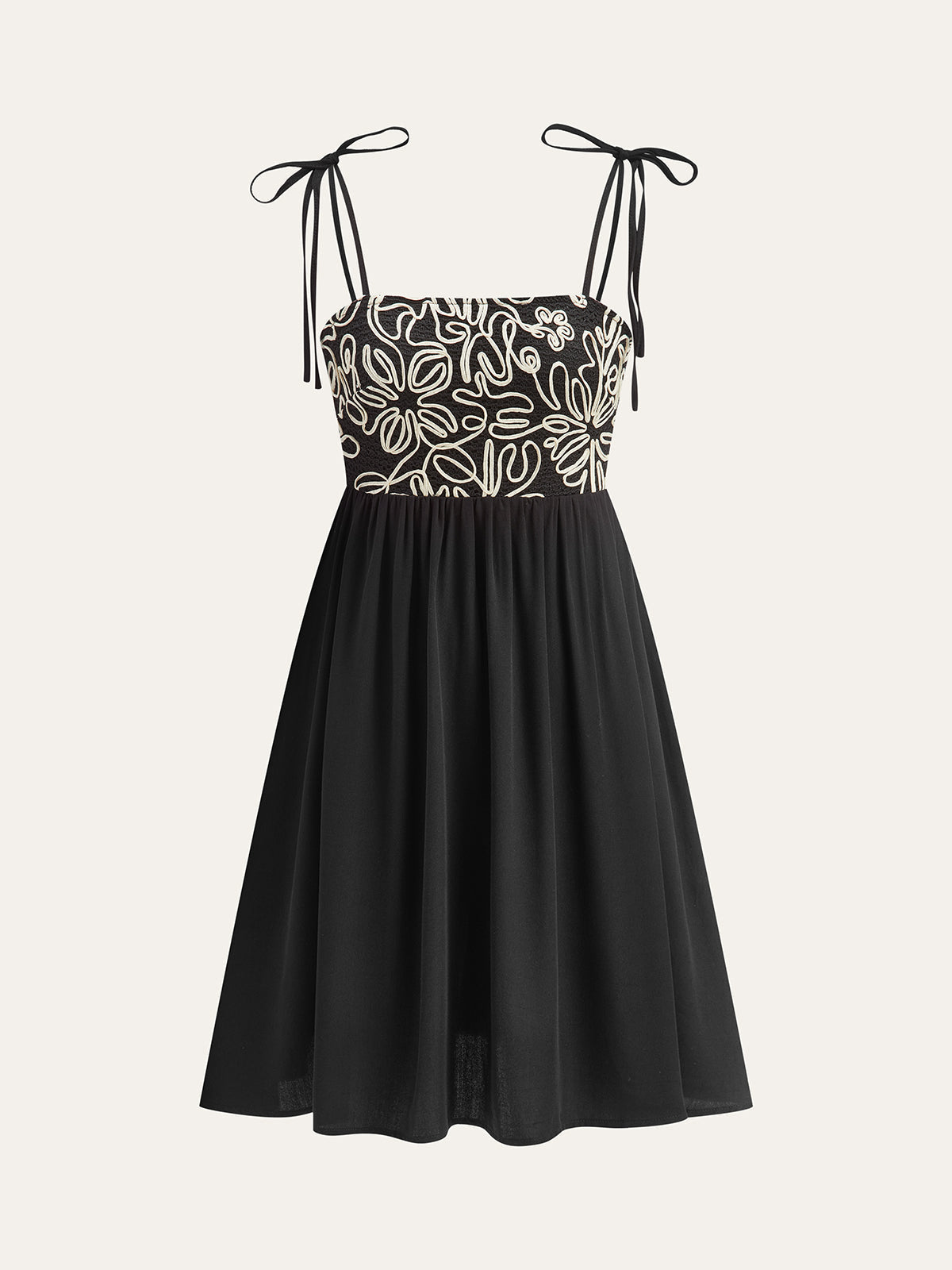 Bağlamalı Askılı İşlemeli Midi Elbise