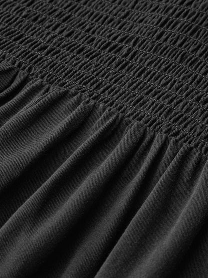 Bağlamalı Askılı İşlemeli Midi Elbise