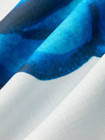 Straplez Çiçek Desenli Uzun Elbise