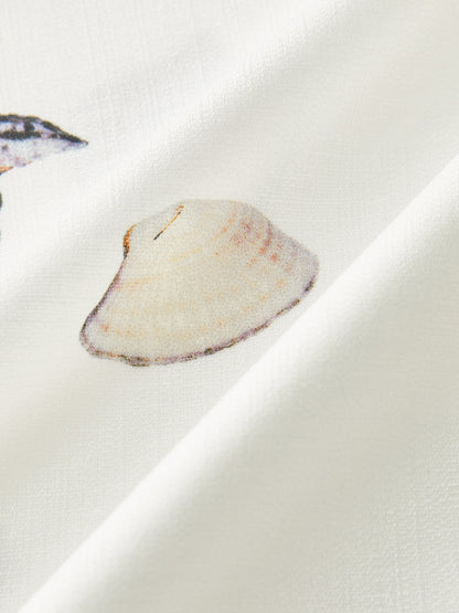 Kemerli Deniz Kabuğu Desenli Şort Takımı