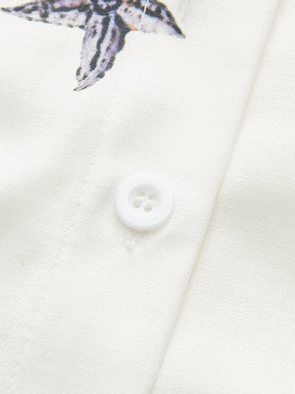 Kemerli Deniz Kabuğu Desenli Şort Takımı