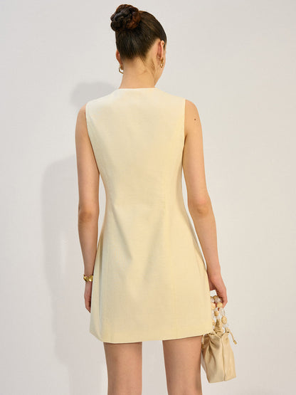 Önü Düğmeli Mini Elbise