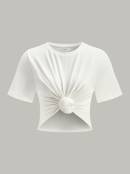 Kırpılmış Düğümlü Ön Tişört