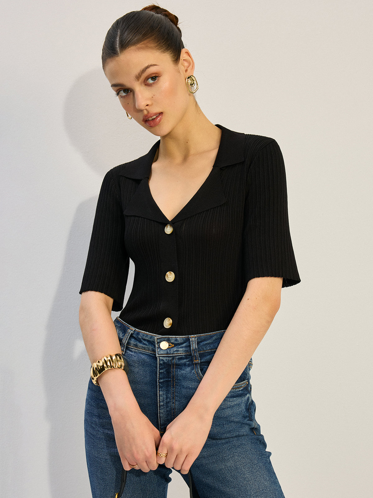 Örgü Düğmeli Bluz
