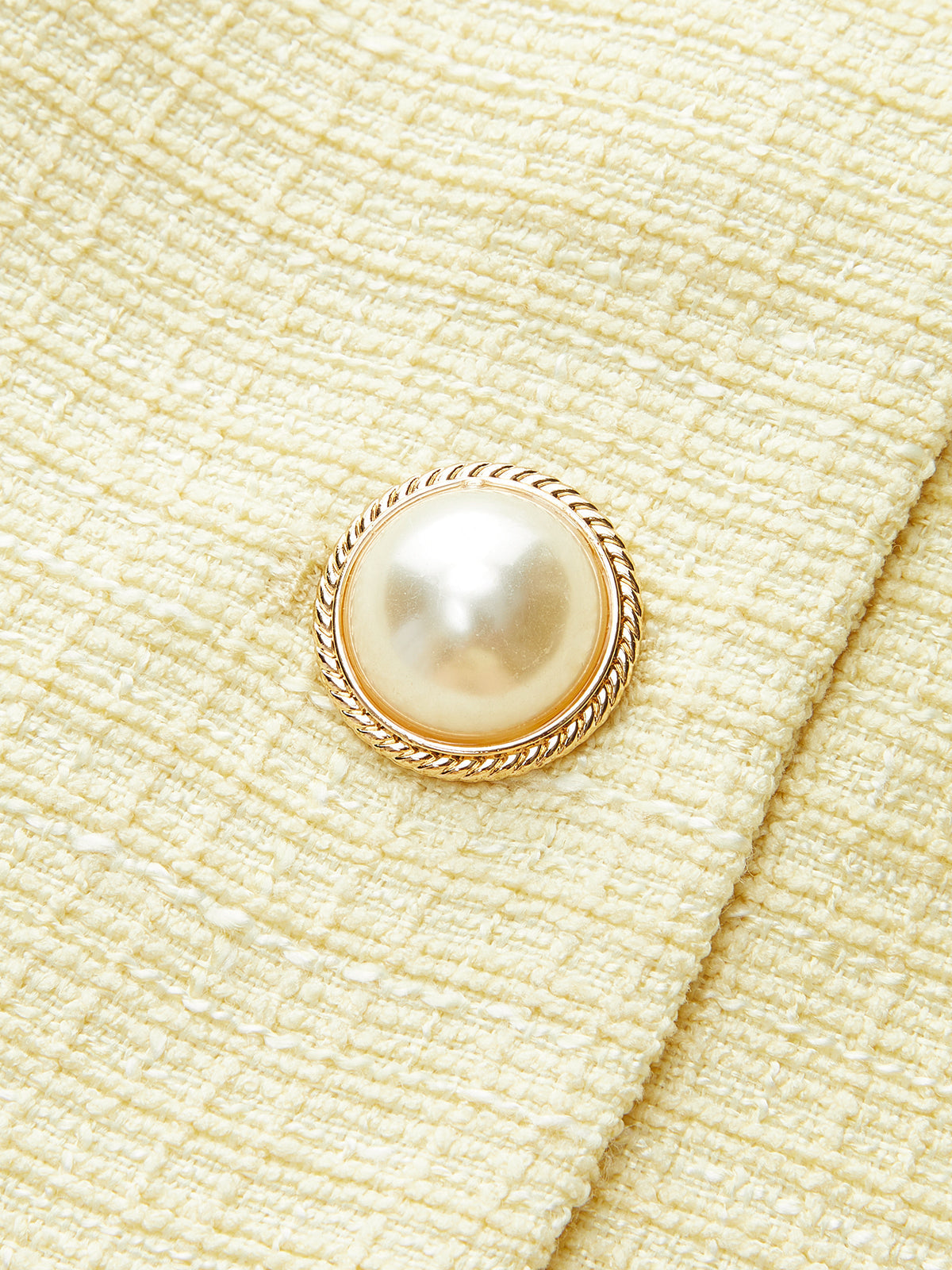 İnci Düğmeli Tweed Yelek ve Şort Takımı