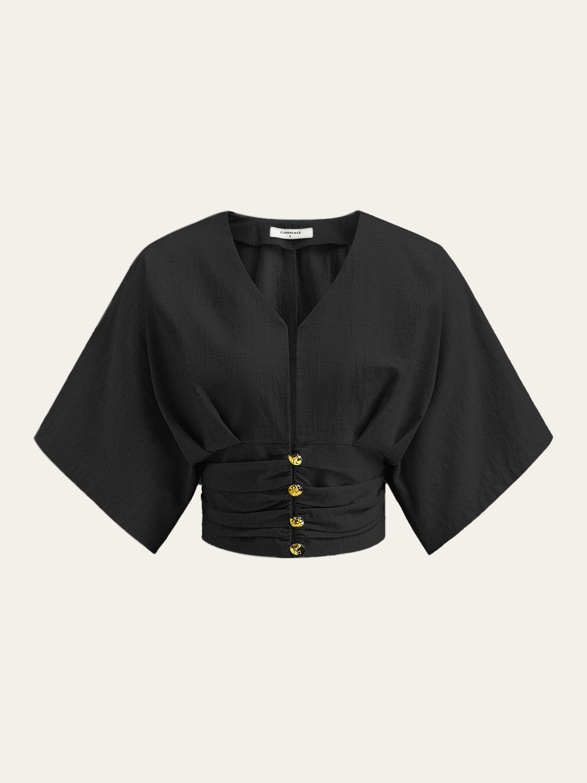 Pamuk ve Keten Kimono Kol Düğmeli Üst