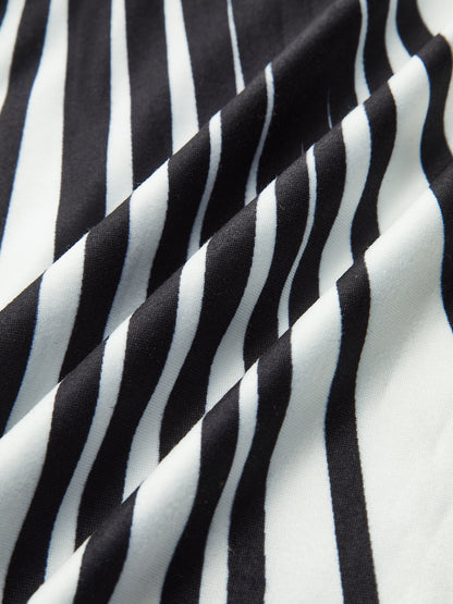 Asimetrik Tek Omuzlu Çizgili Üst